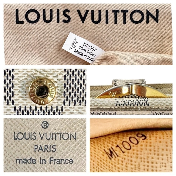 Louis Vuitton Damier Azur Kisslock Wallet, Dustbag, & Shopping Bag Authentic - Picture 5 of 16